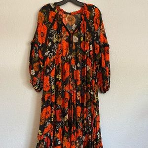Free People Floral Print Long Dress